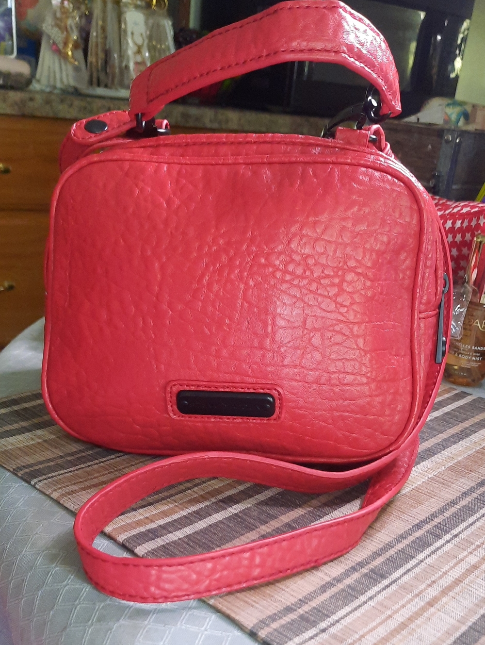 Steve Madden Red Pebbled Leather Crossbody Bag